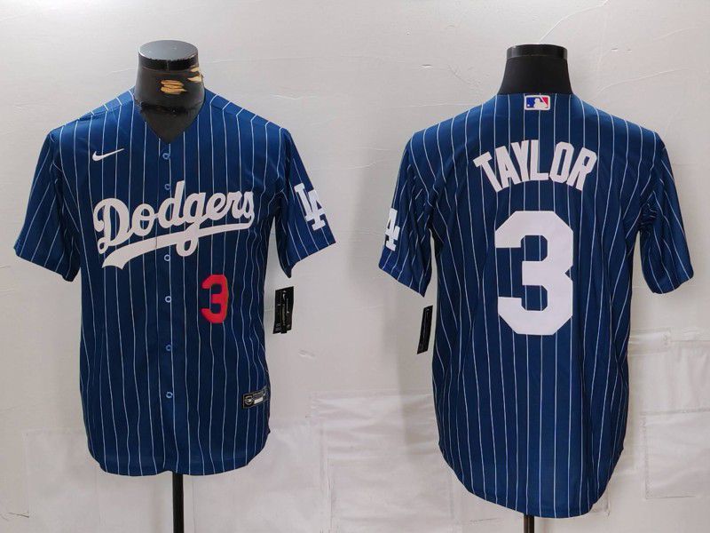 Men Los Angeles Dodgers #3 Taylor Blue Stripe Game 2024 Nike MLB Jersey style 3->los angeles dodgers->MLB Jersey
